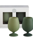 sage + olive | stemm set | silicone unbreakable wine glasses
