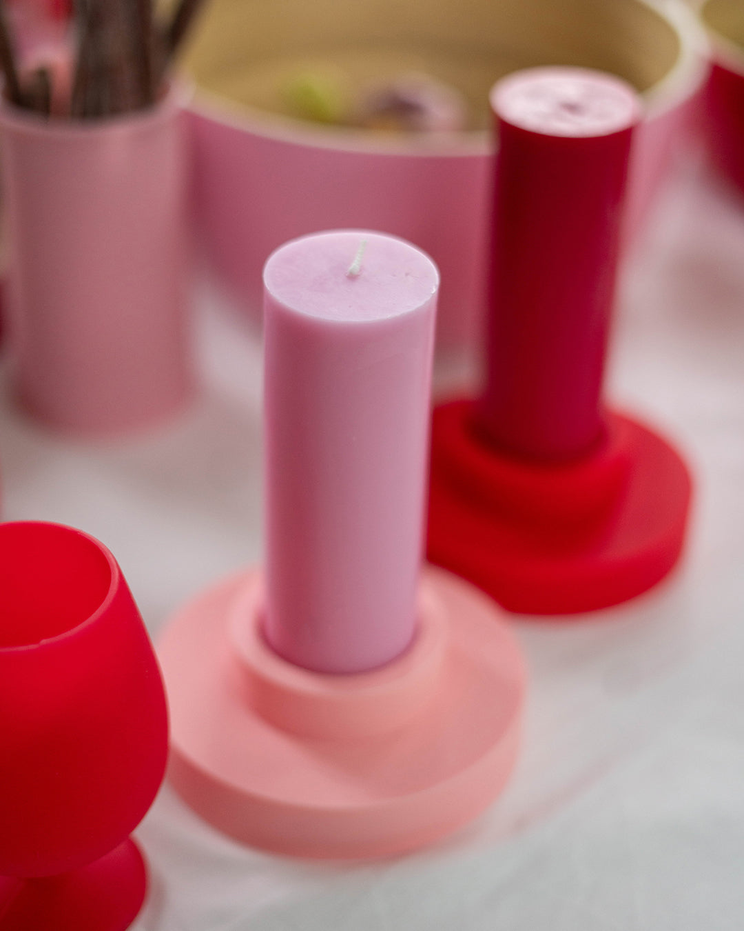 cherry + blush | flipp large set | silicone unbreakable candle holder set