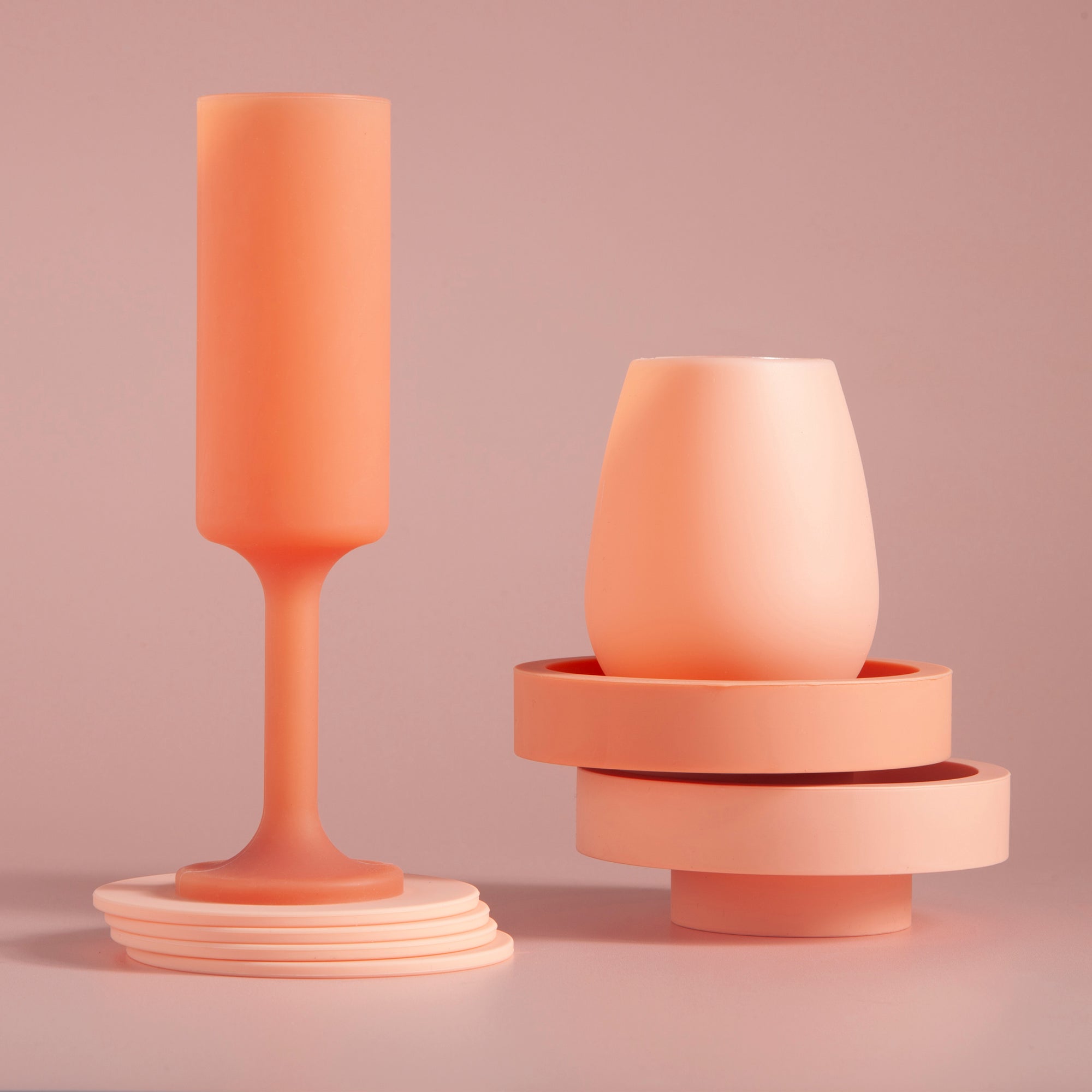 terra + peach | flipp large set | silicone unbreakable candle holder set