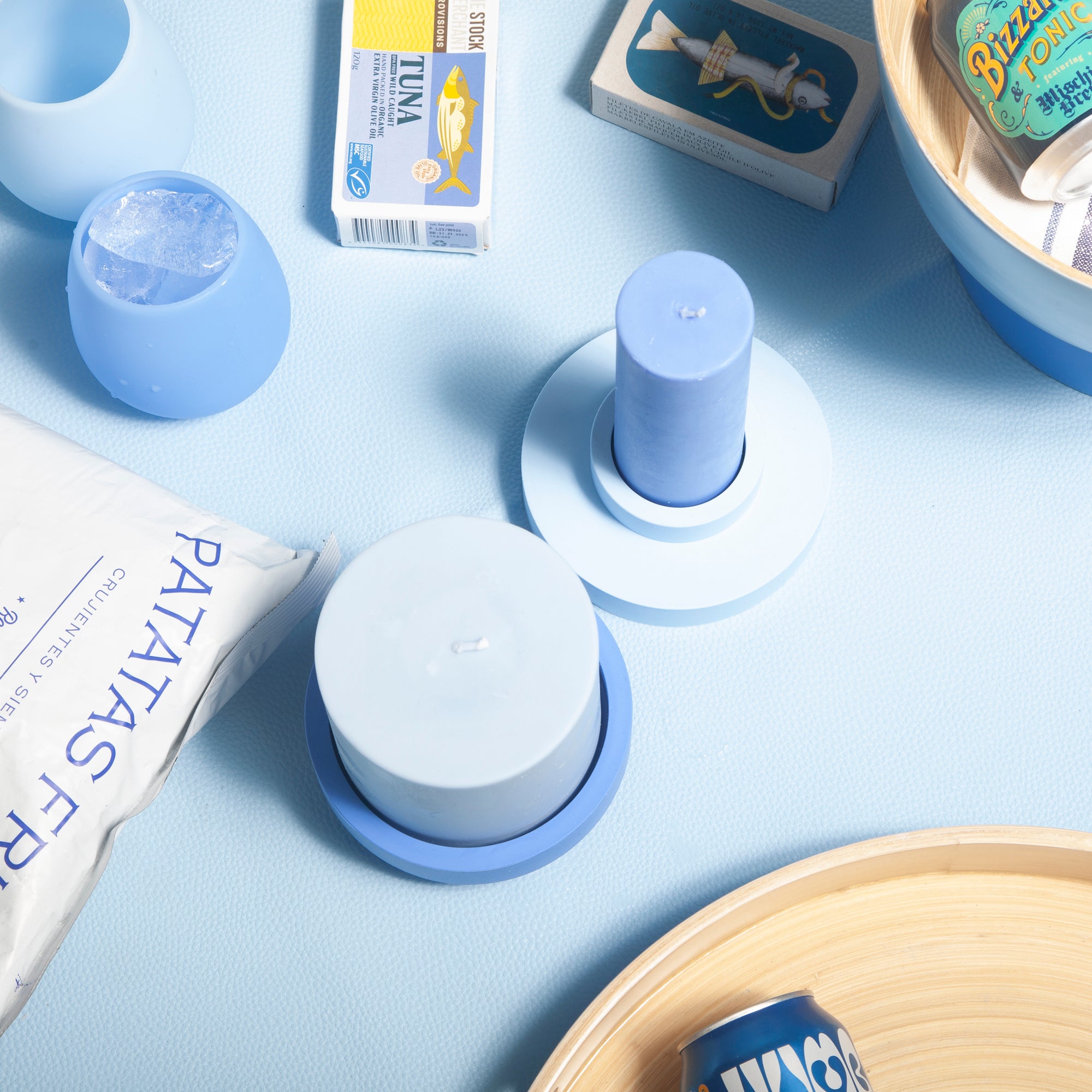 sky + kingfisher | flipp large set | silicone unbreakable candle holder set