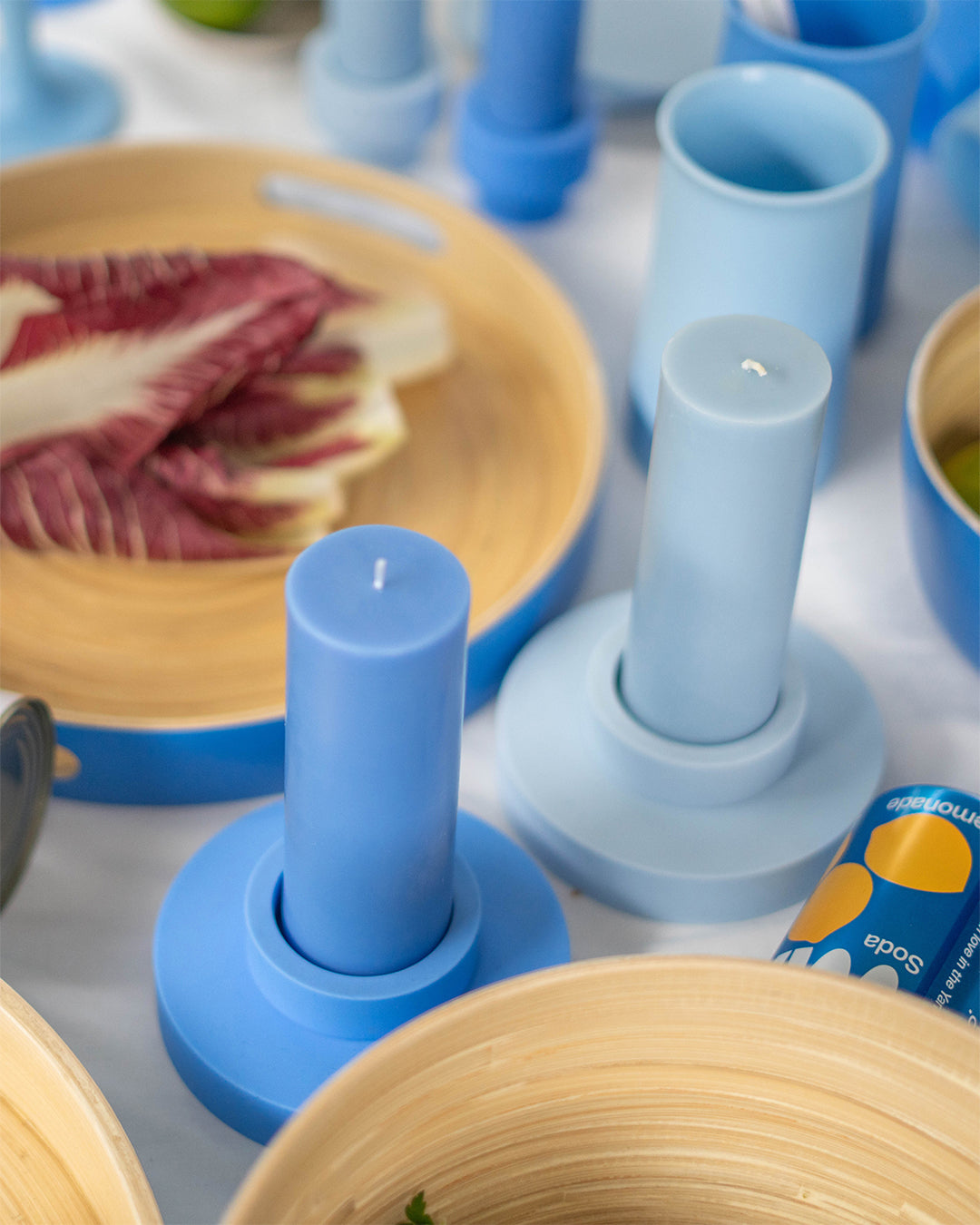 sky + kingfisher | flipp large set | silicone unbreakable candle holder set