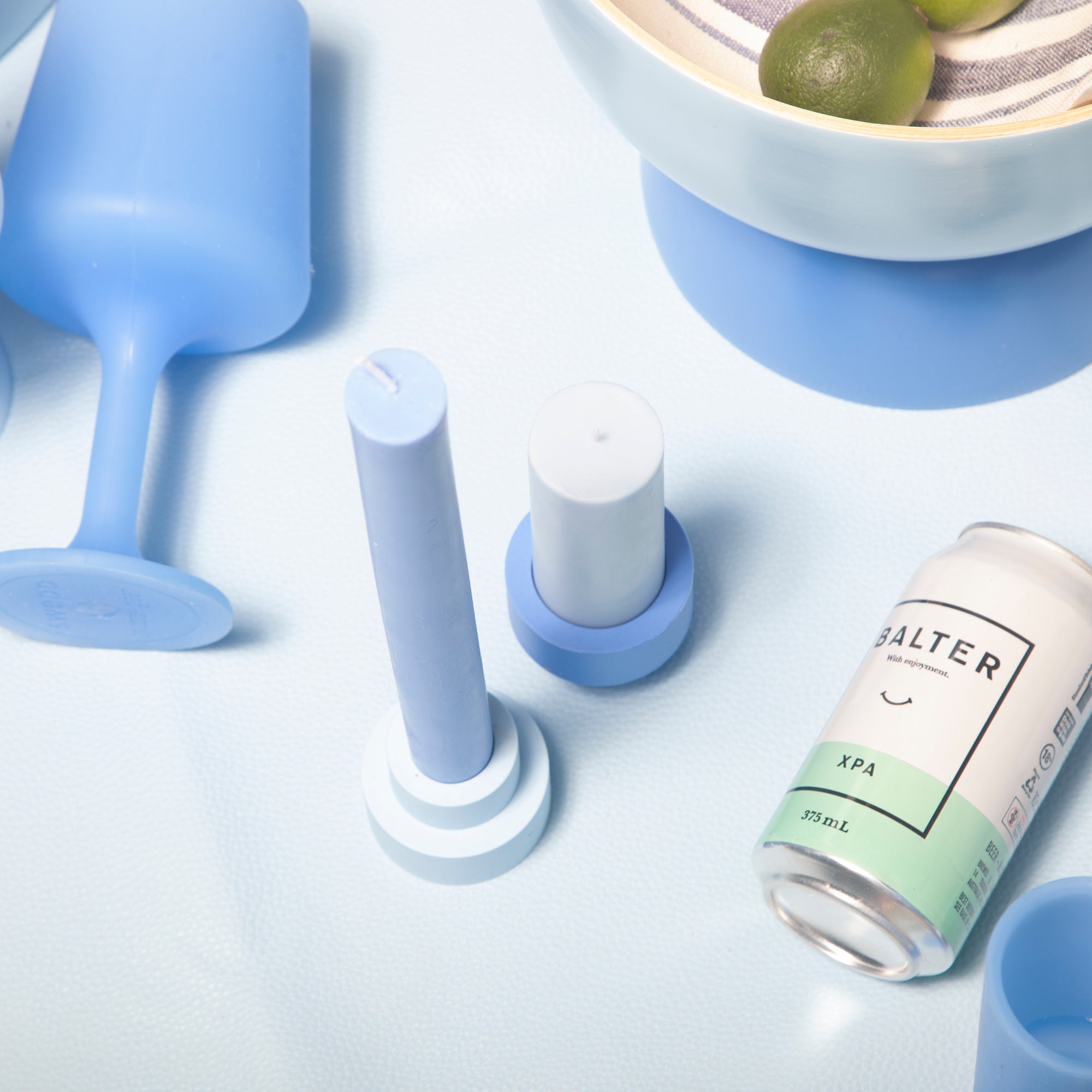 sky + kingfisher | flipp small set | silicone unbreakable candle holder set