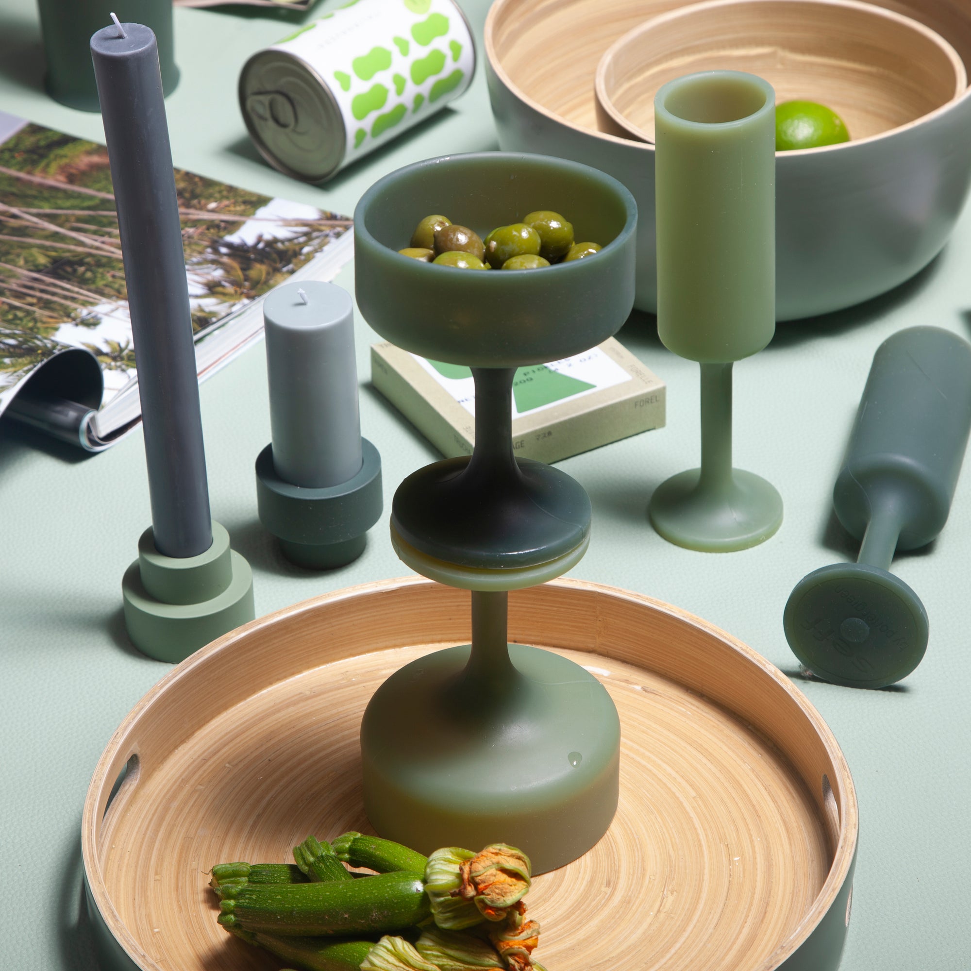 sage + olive | mecc set | silicone unbreakable cocktail glasses