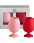 cherry + blush | stemm set |  silicone unbreakable wine glasses