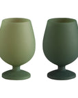 sage + olive | stemm set |  silicone unbreakable wine glasses
